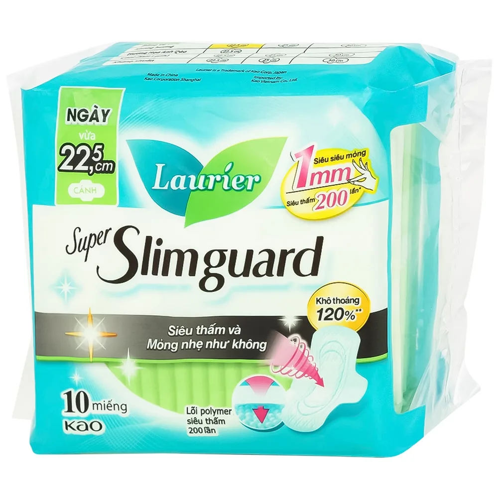 Hình ảnh Băng vệ sinh Laurier Super Slimguard Kao siêu thấm và mỏng nhẹ (1mm - 10 miếng)