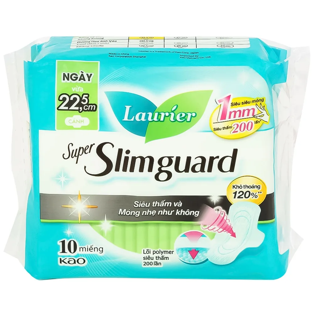 Hình ảnh Băng vệ sinh Laurier Super Slimguard Kao siêu thấm và mỏng nhẹ (1mm - 10 miếng)