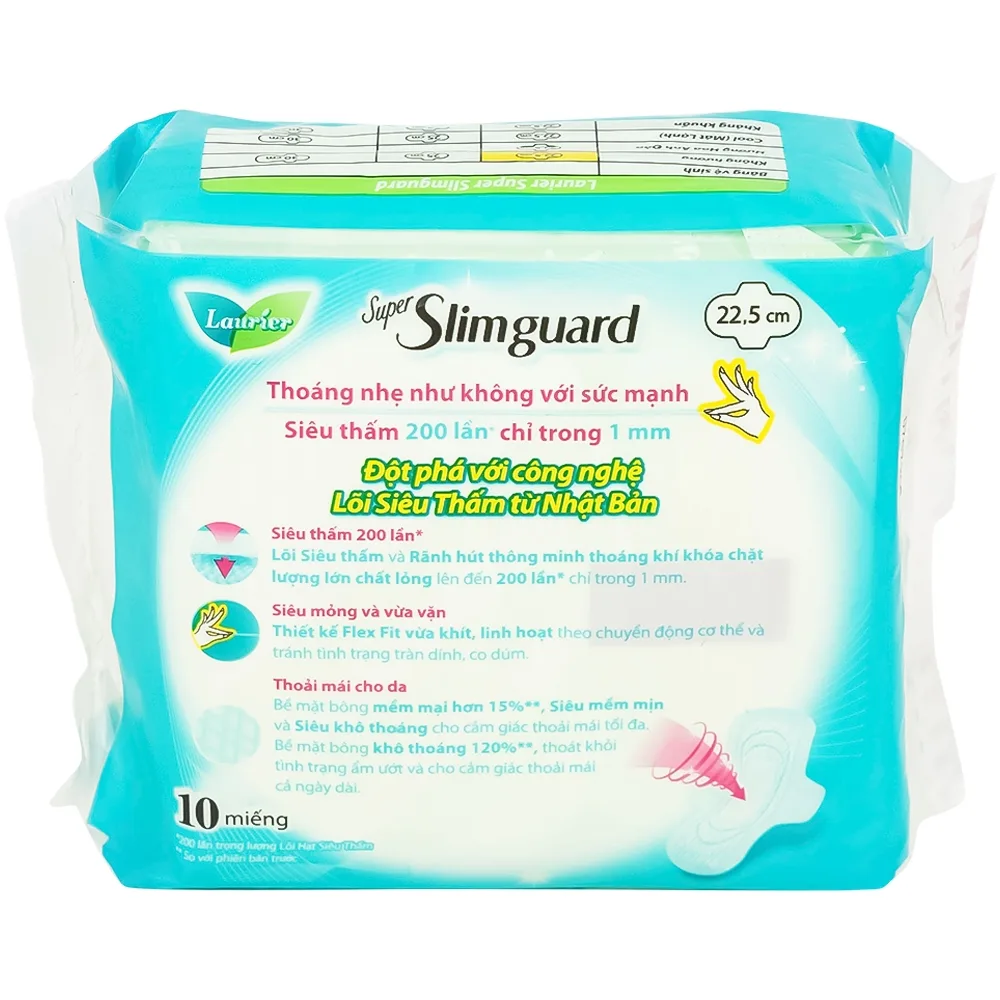 Hình ảnh Băng vệ sinh Laurier Super Slimguard Kao siêu thấm và mỏng nhẹ (1mm - 10 miếng)