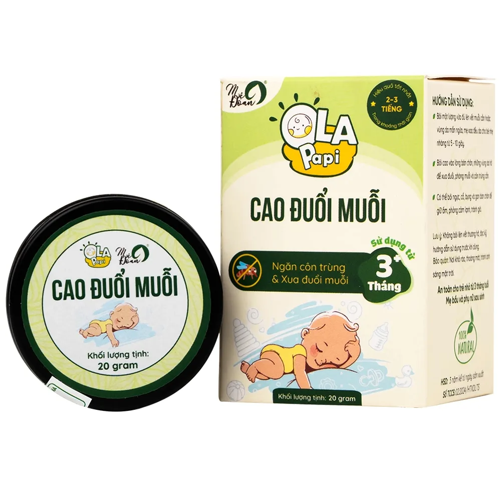 Hình ảnh Cao đuổi muỗi Ola Papi hỗ trợ phòng cảm lạnh và tránh gió, giảm sưng tấy khi bị côn trùng đốt (20g)