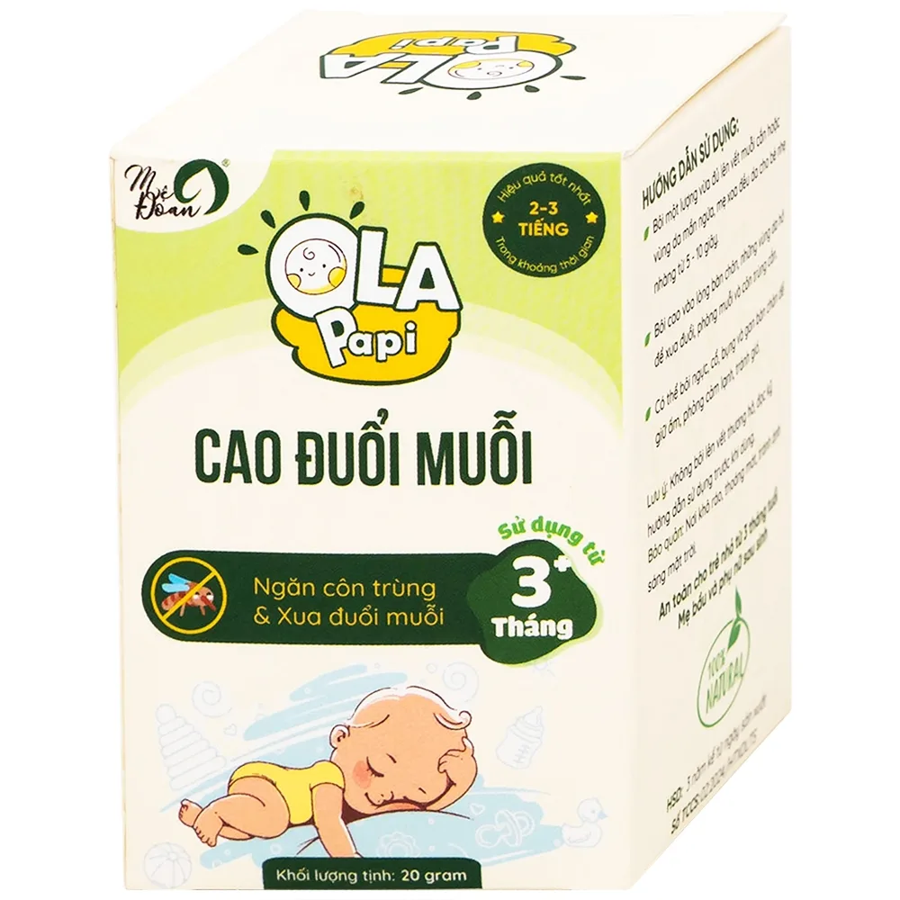 Hình ảnh Cao đuổi muỗi Ola Papi hỗ trợ phòng cảm lạnh và tránh gió, giảm sưng tấy khi bị côn trùng đốt (20g)