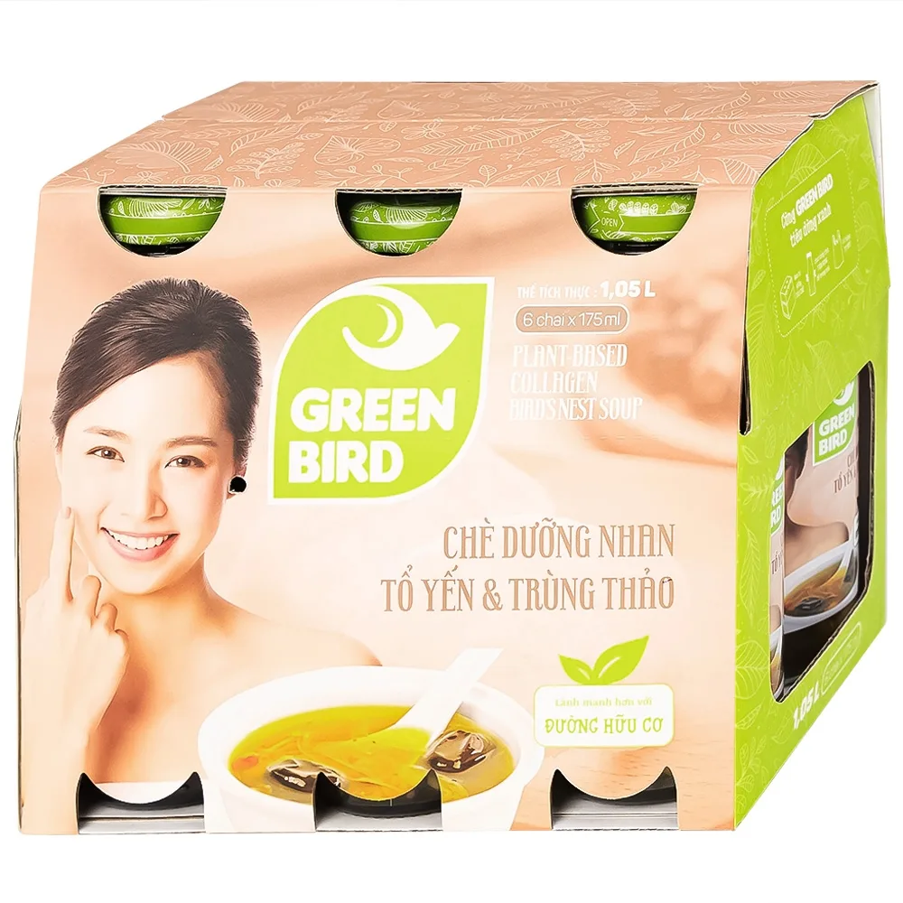 Hình ảnh Chè dưỡng nhan tổ yến và trùng thảo Greenbird (6 chai x 175ml)