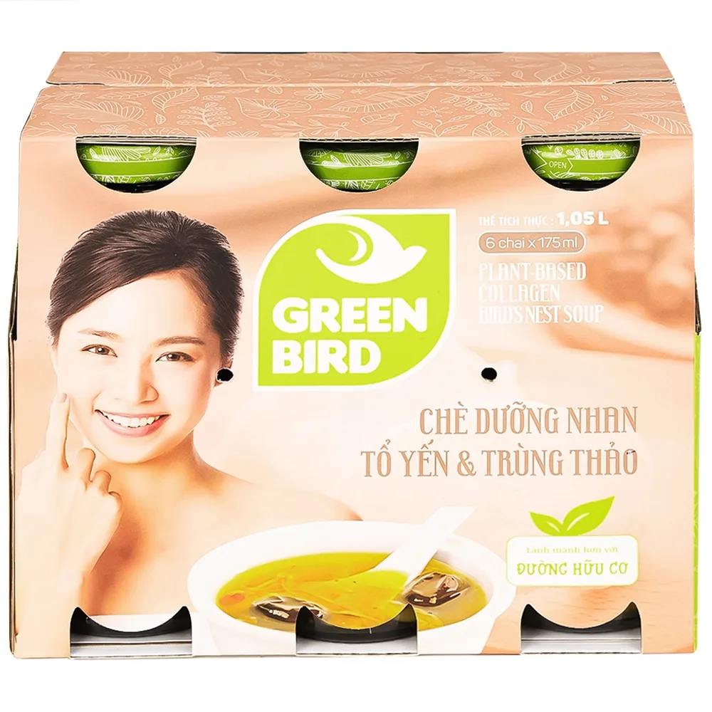 Hình ảnh Chè dưỡng nhan tổ yến và trùng thảo Greenbird (6 chai x 175ml)