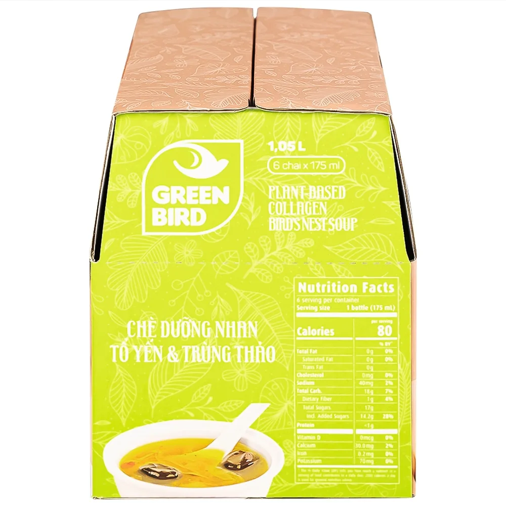 Hình ảnh Chè dưỡng nhan tổ yến và trùng thảo Greenbird (6 chai x 175ml)