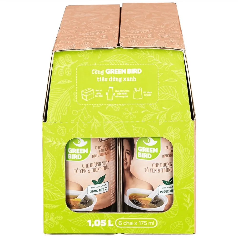 Hình ảnh Chè dưỡng nhan tổ yến và trùng thảo Greenbird (6 chai x 175ml)