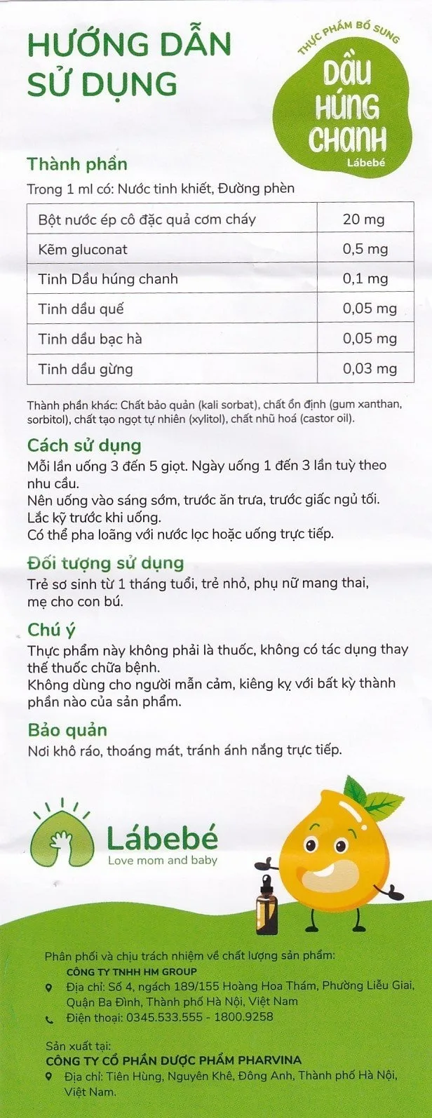 Hình ảnh Dầu Húng Chanh Lábebé hỗ trợ lợi phế trừ đờm, giảm ho (30ml)
