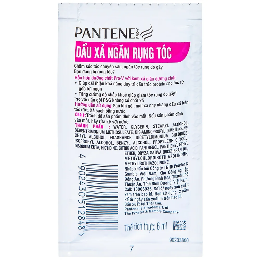 Hình ảnh Dầu xả ngăn rụng tóc Pantene dạng dây (10 gói x 6ml)