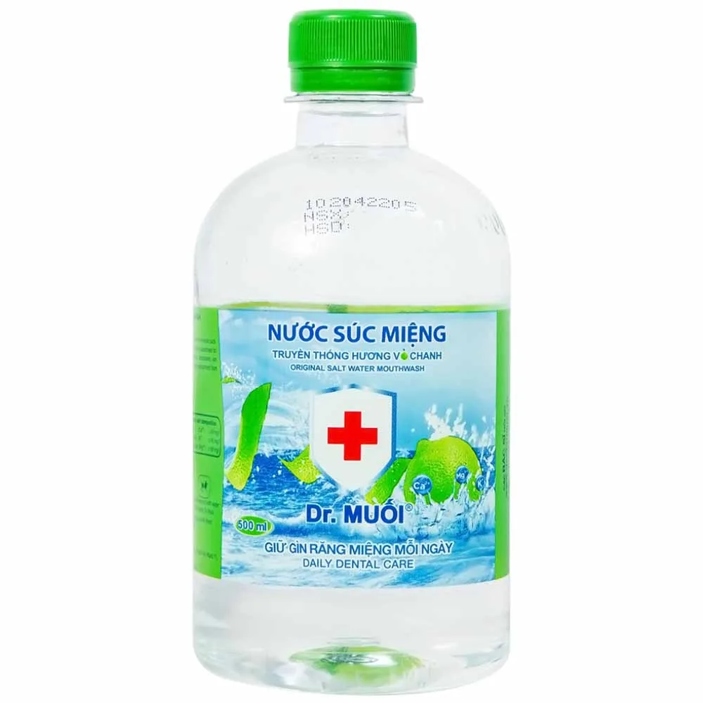 Hình ảnh Nước súc miệng Dr. Muối hương vỏ chanh làm giảm nguy cơ các bệnh về răng miệng (500ml)
