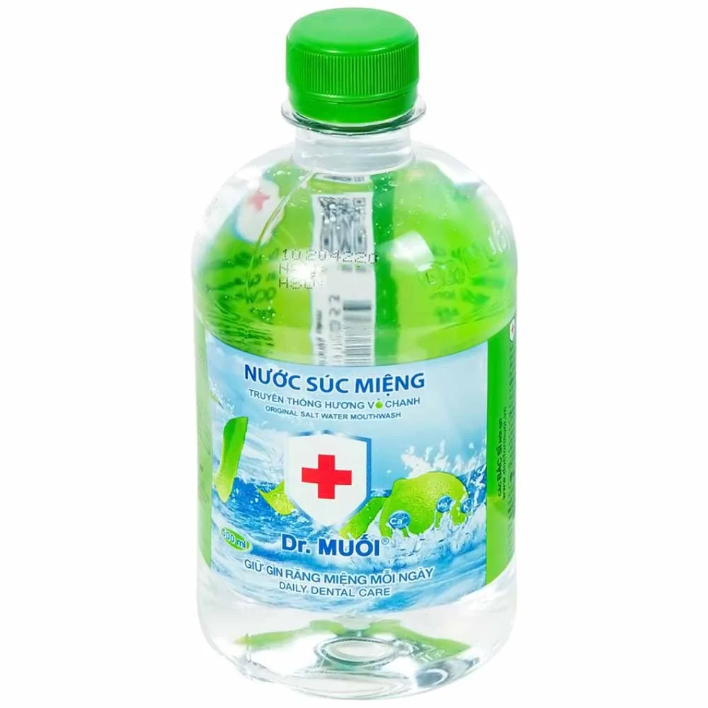 Hình ảnh Nước súc miệng Dr. Muối hương vỏ chanh làm giảm nguy cơ các bệnh về răng miệng (500ml)