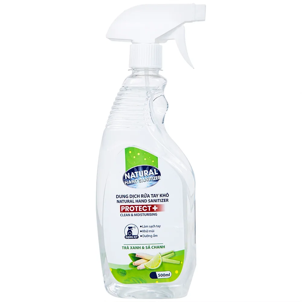 Hình ảnh Dung dịch rửa tay khô Natural Hand Sanitizer trà xanh và sả chanh làm sạch tay, khử mùi, dưỡng ẩm (500ml)