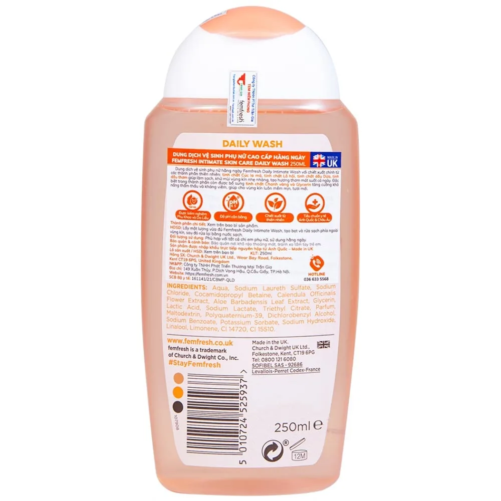 Hình ảnh Dung dịch vệ sinh phụ nữ Femfresh Daily Wash làm sạch, khử mùi hôi, làm thơm vùng kín (250ml)