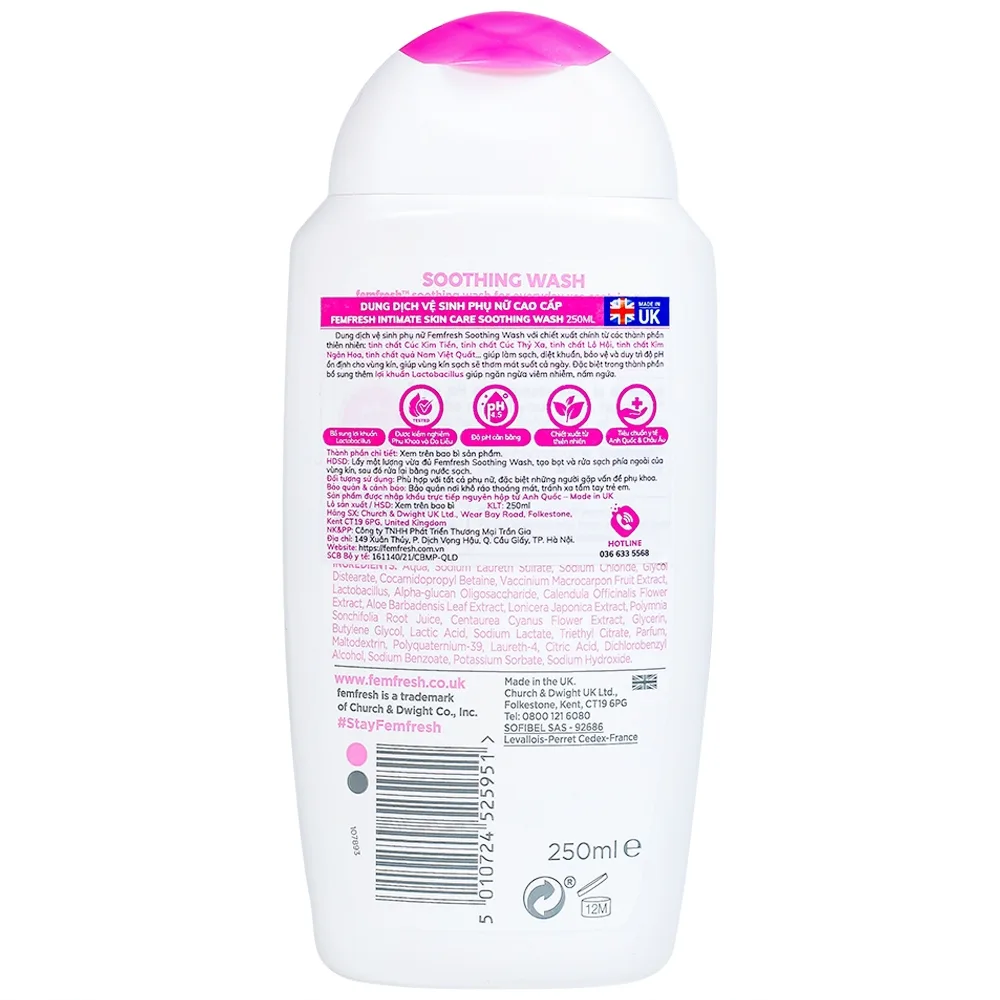 Hình ảnh Dung dịch vệ sinh phụ nữ Femfresh Soothing Wash làm sạch, khử mùi hôi, làm thơm vùng kín (250ml)