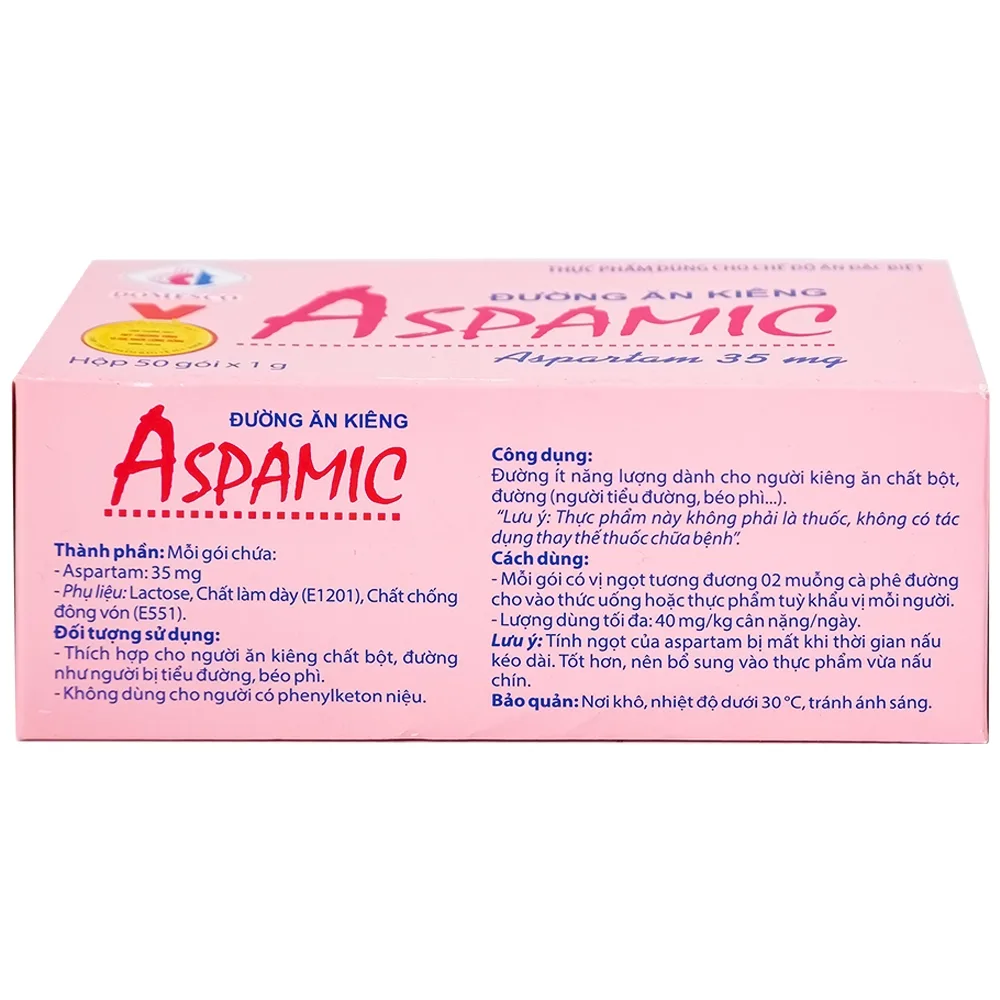 Hình ảnh Đường ăn kiêng Aspamic Domesco dành cho người kiêng ăn chất bột, người tiểu đường, béo phì (50 gói)