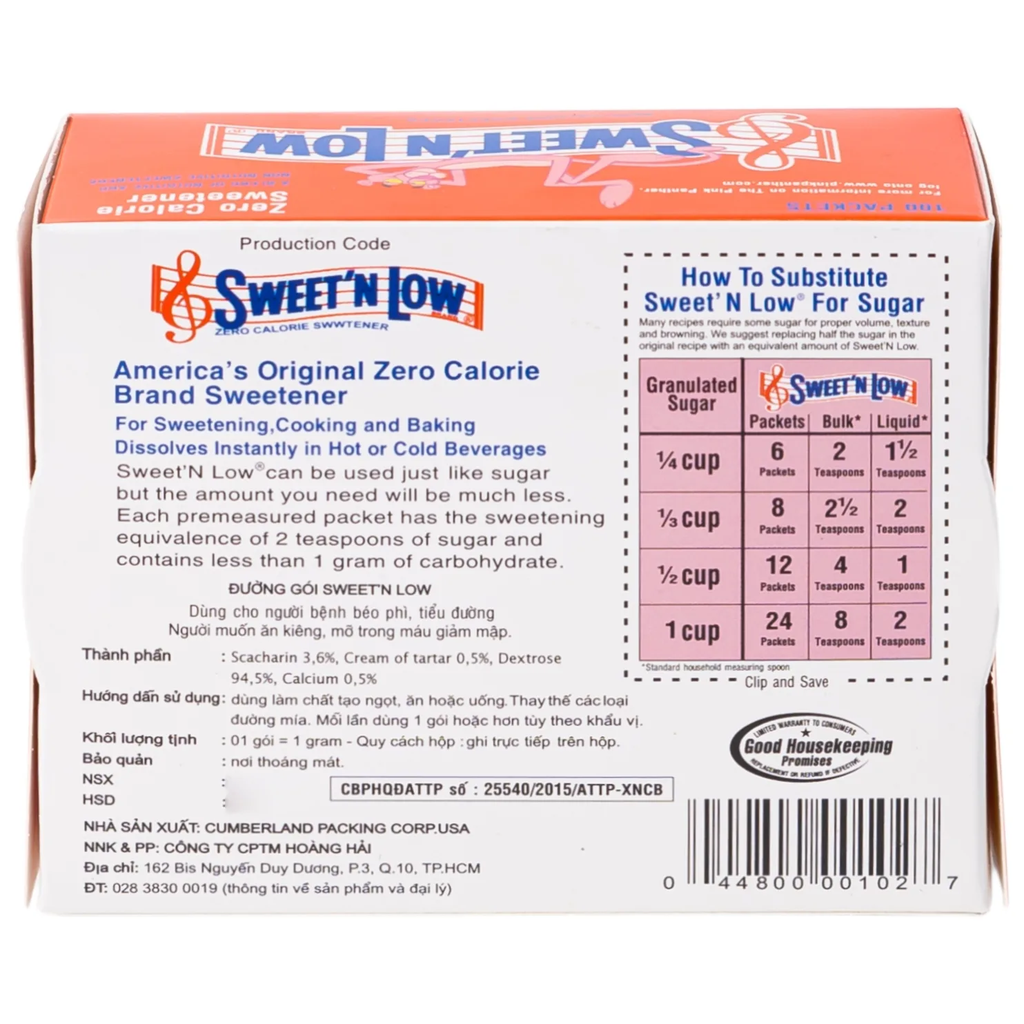 Hình ảnh Đường ăn kiêng Sweet'n Low Cumberland Packing Corp cho người béo phì (100 gói)