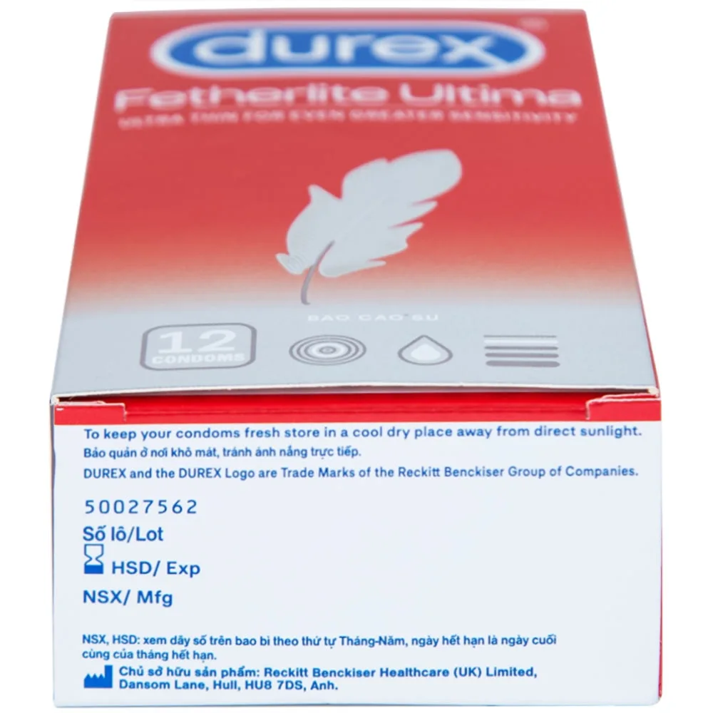 Hình ảnh Bao cao su Durex Fetherlite Ultima siêu mỏng dùng tránh thai và các bệnh lây nhiễm (12 cái)