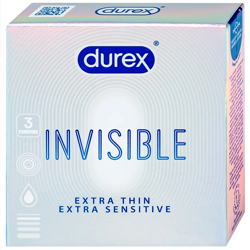 Hình ảnh Bao cao su Durex Invisible Extra Thin Extra Sensitive siêu mỏng, vừa vặn và ôm sát (3 cái)