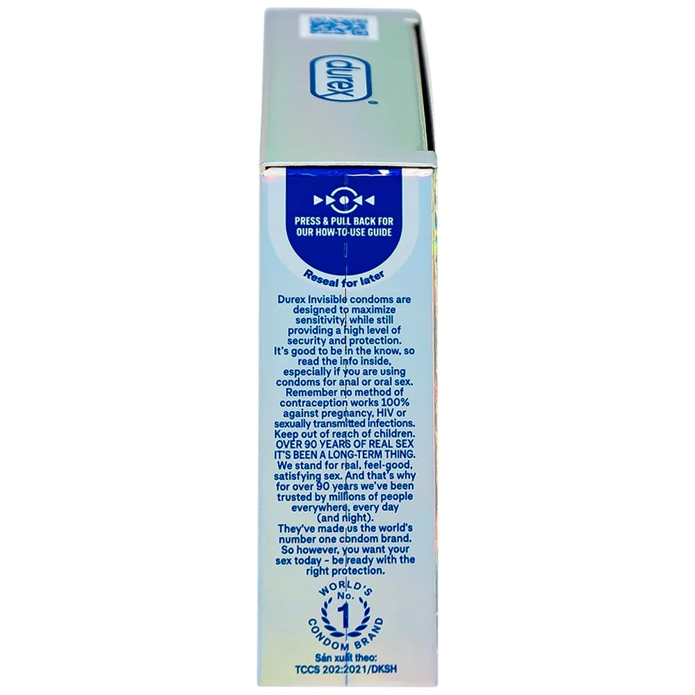 Hình ảnh Bao cao su Durex Invisible Extra Thin Extra Sensitive siêu mỏng, vừa vặn và ôm sát (3 cái)
