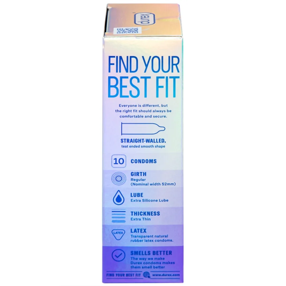 Hình ảnh Bao cao su Durex Invisible Extra Thin Extra Lubricated siêu mỏng, nhiều chất bôi trơn (10 cái)