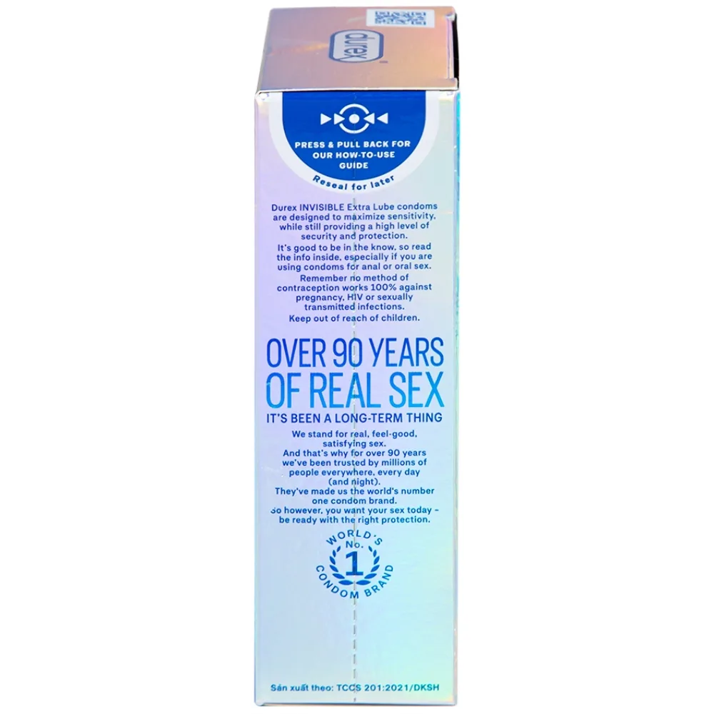 Hình ảnh Bao cao su Durex Invisible Extra Thin Extra Lubricated siêu mỏng, nhiều chất bôi trơn (10 cái)