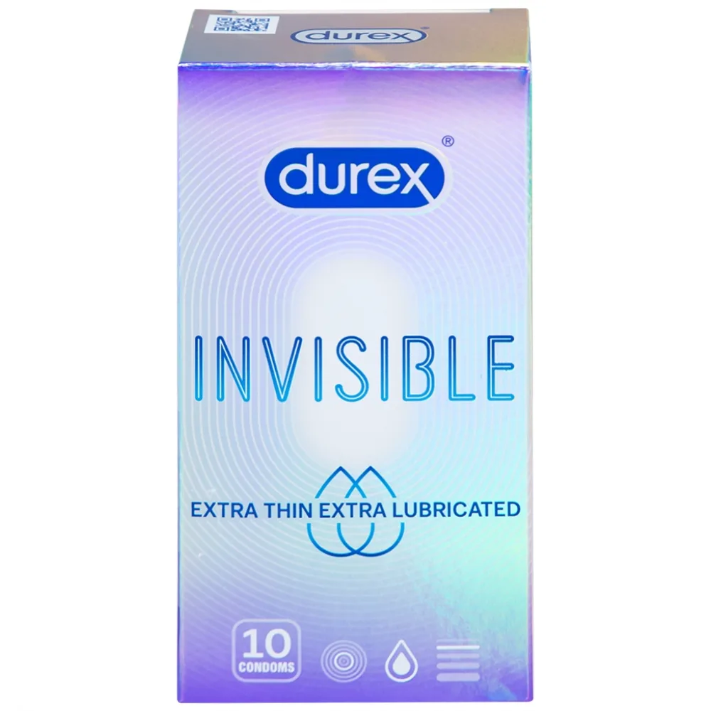 Hình ảnh Bao cao su Durex Invisible Extra Thin Extra Lubricated siêu mỏng, nhiều chất bôi trơn (10 cái)