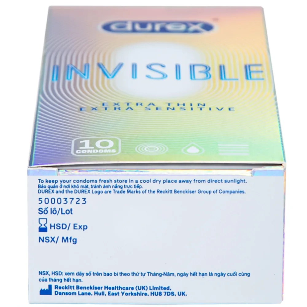 Hình ảnh Bao cao su Durex Invisible Extra Thin Extra Sensitive siêu mỏng, vừa vặn và ôm sát (10 cái)