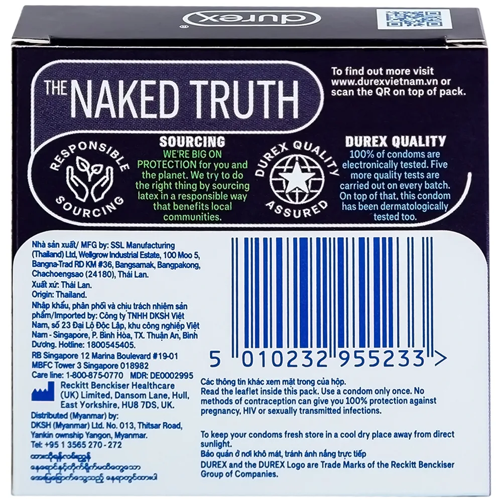 Hình ảnh Bao cao su Durex Performa chứa nhiều gel làm mát, kéo dài thời gian quan hệ (3 cái)