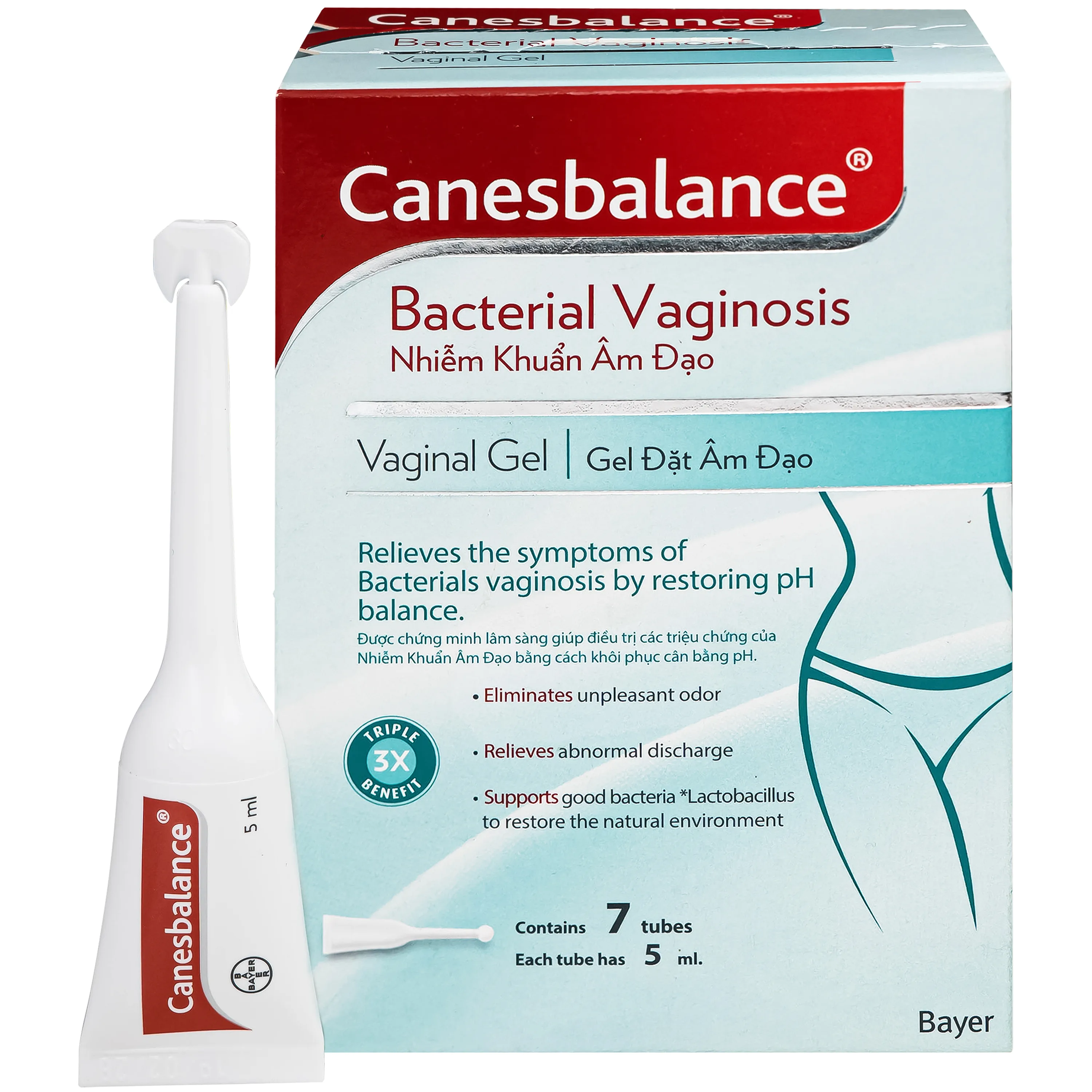 Hình ảnh Gel đặt âm đạo Canesbalance Bayer điều trị viêm âm đạo do vi khuẩn, giảm mùi hôi (7 tuýp x 5ml)
