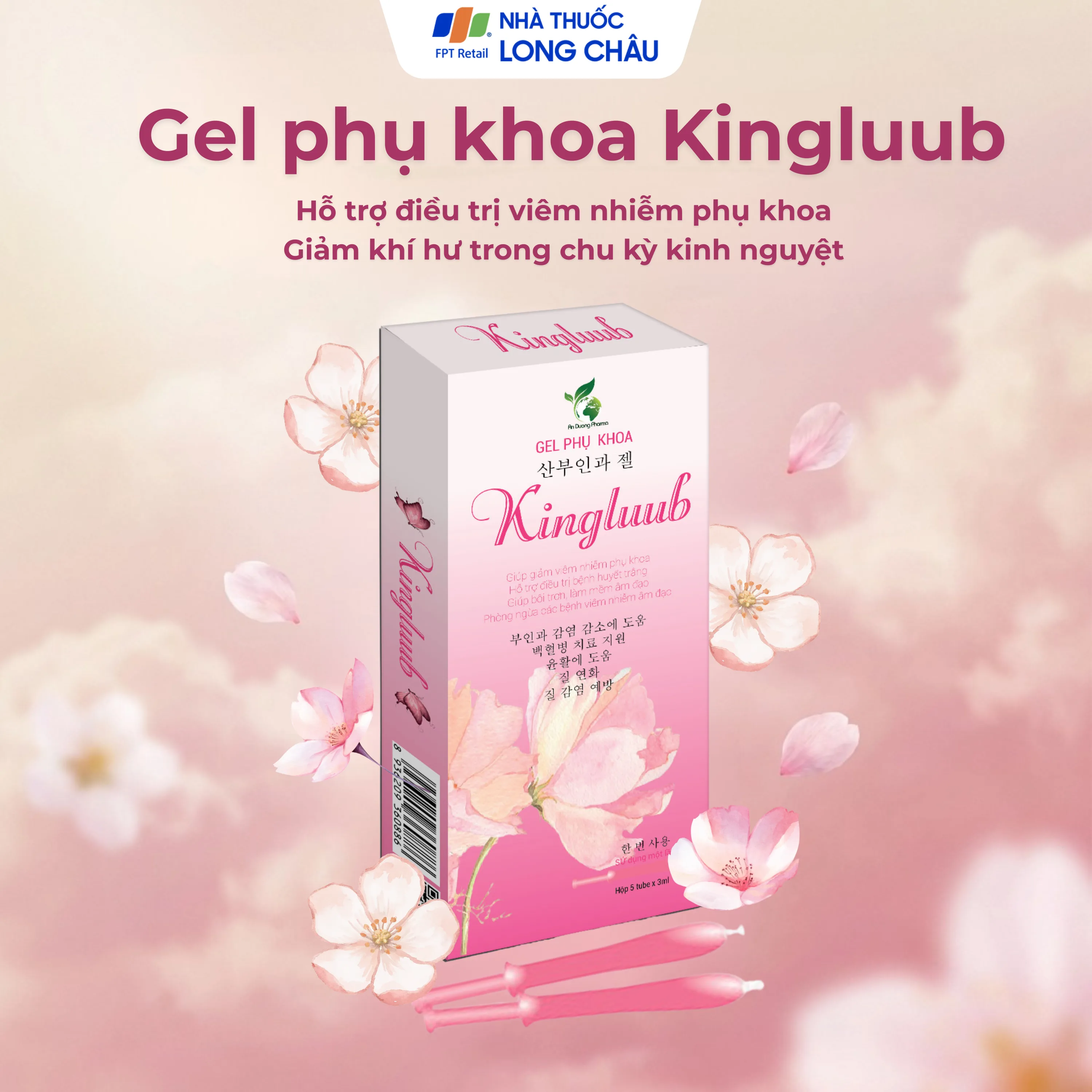 Hình ảnh Bút phụ khoa Kingluub (5 tuýp x 3ml) hỗ trợ điều trị, giảm viêm nhiễm, bôi trơn, làm mềm vùng âm đạo