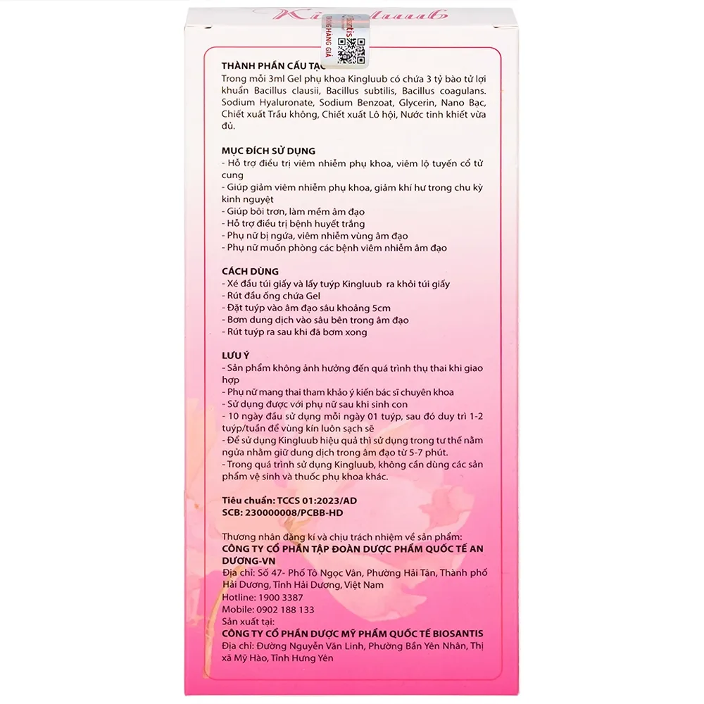 Hình ảnh Bút phụ khoa Kingluub (5 tuýp x 3ml) hỗ trợ điều trị, giảm viêm nhiễm, bôi trơn, làm mềm vùng âm đạo