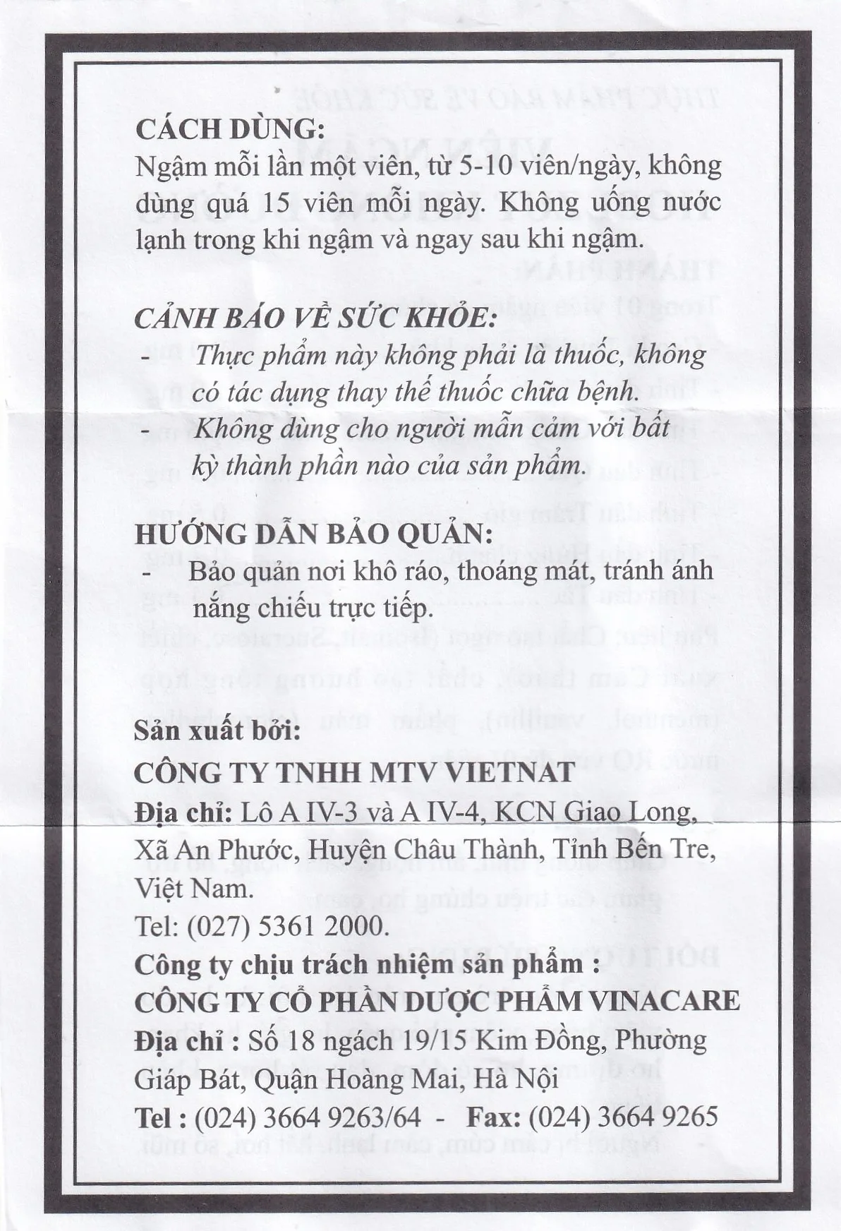 Hình ảnh Viên ngậm Hobezut Vinacare không đường, giảm triệu chứng ho cảm (5 vỉ x 4 viên)