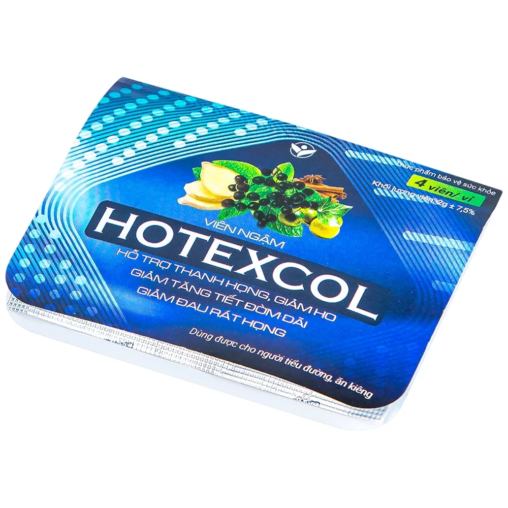 Hình ảnh Viên ngậm Hotexcol Dân Khang hỗ trợ thanh họng, giảm ho (10 vỉ x 4 viên)