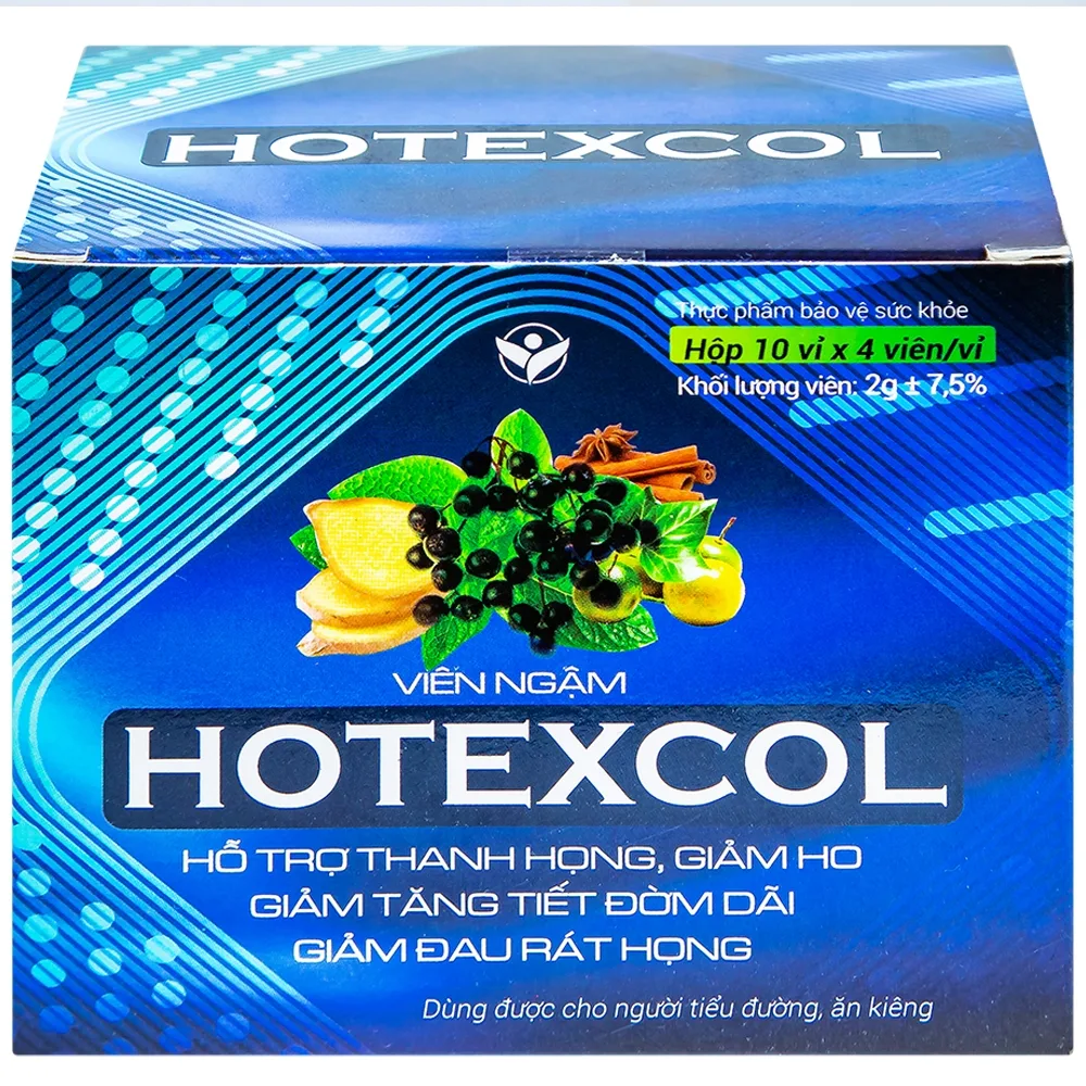 Hình ảnh Viên ngậm Hotexcol Dân Khang hỗ trợ thanh họng, giảm ho (10 vỉ x 4 viên)