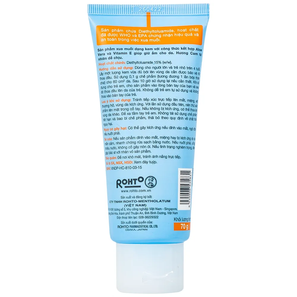 Hình ảnh Kem chống muỗi Remos Rohto hương cam suốt 10 giờ (70g) 