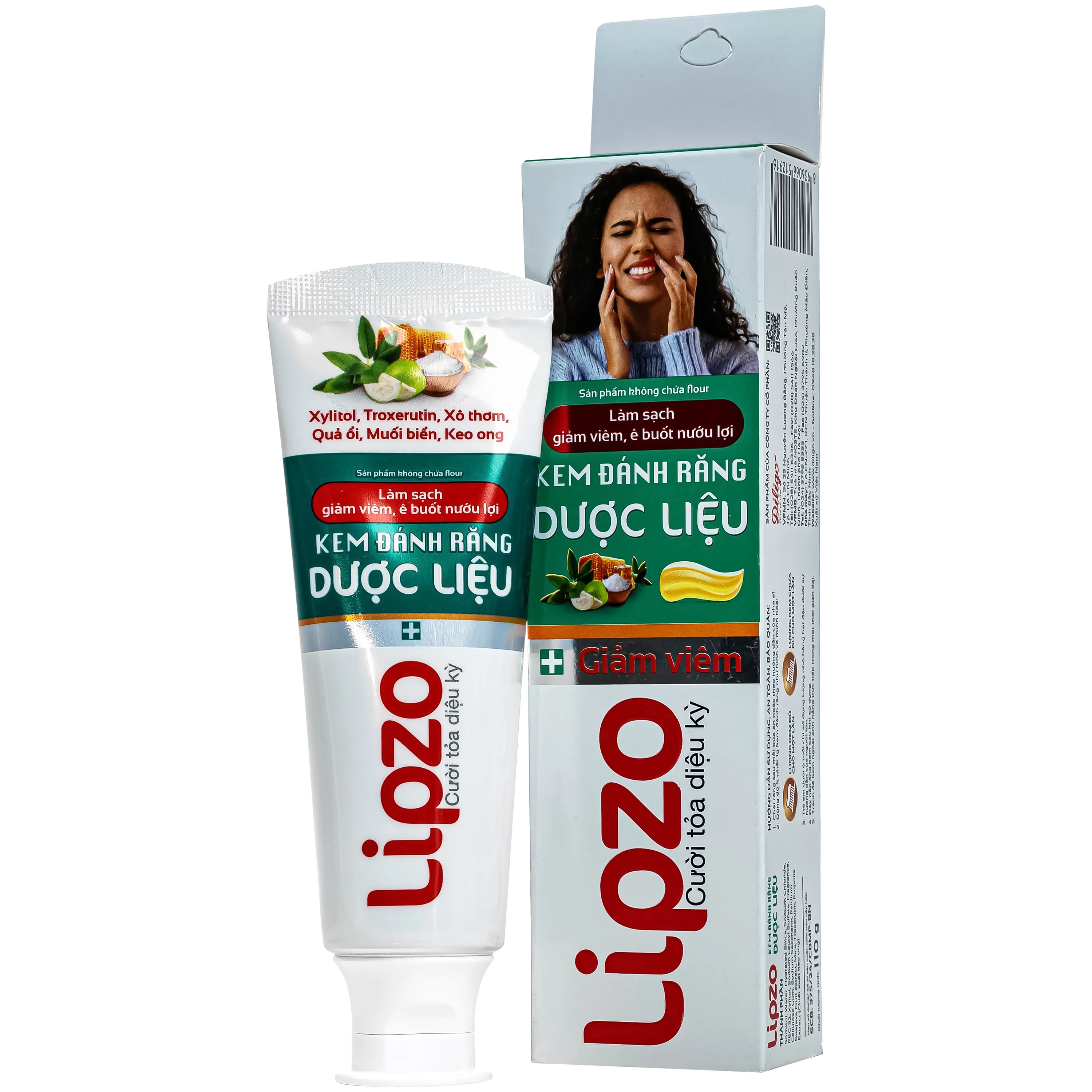Hình ảnh Kem đánh răng dược liệu Lipzo làm sạch, giảm viêm, giảm ê buốt nướu lợi (110g)