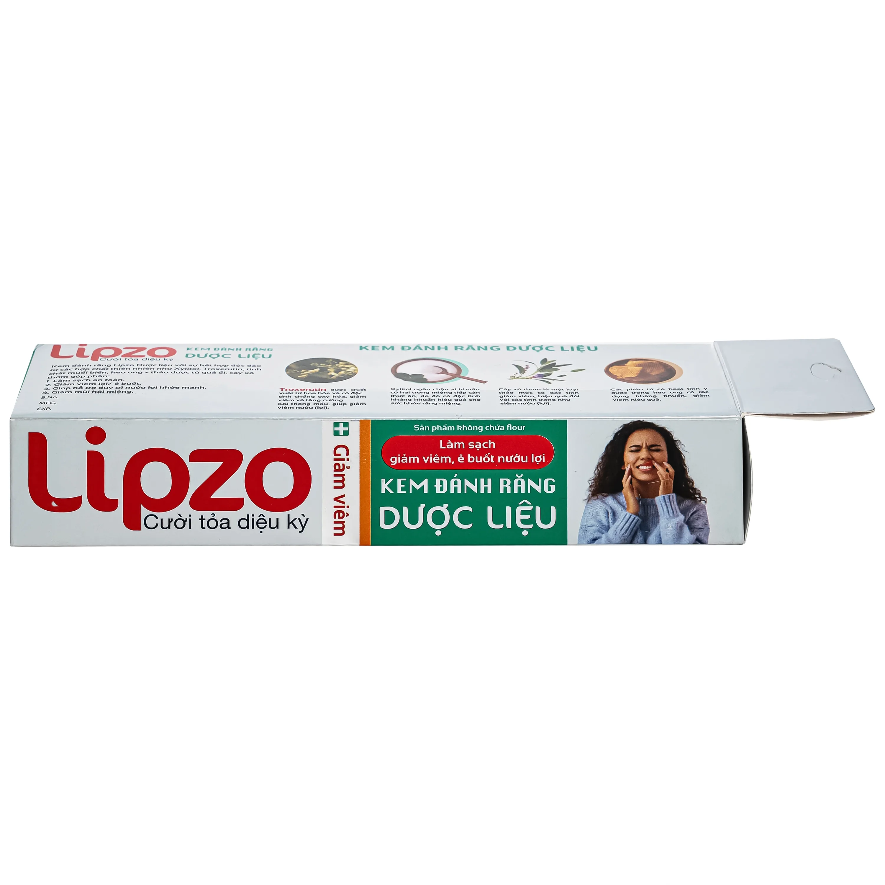 Hình ảnh Kem đánh răng dược liệu Lipzo làm sạch, giảm viêm, giảm ê buốt nướu lợi (110g)