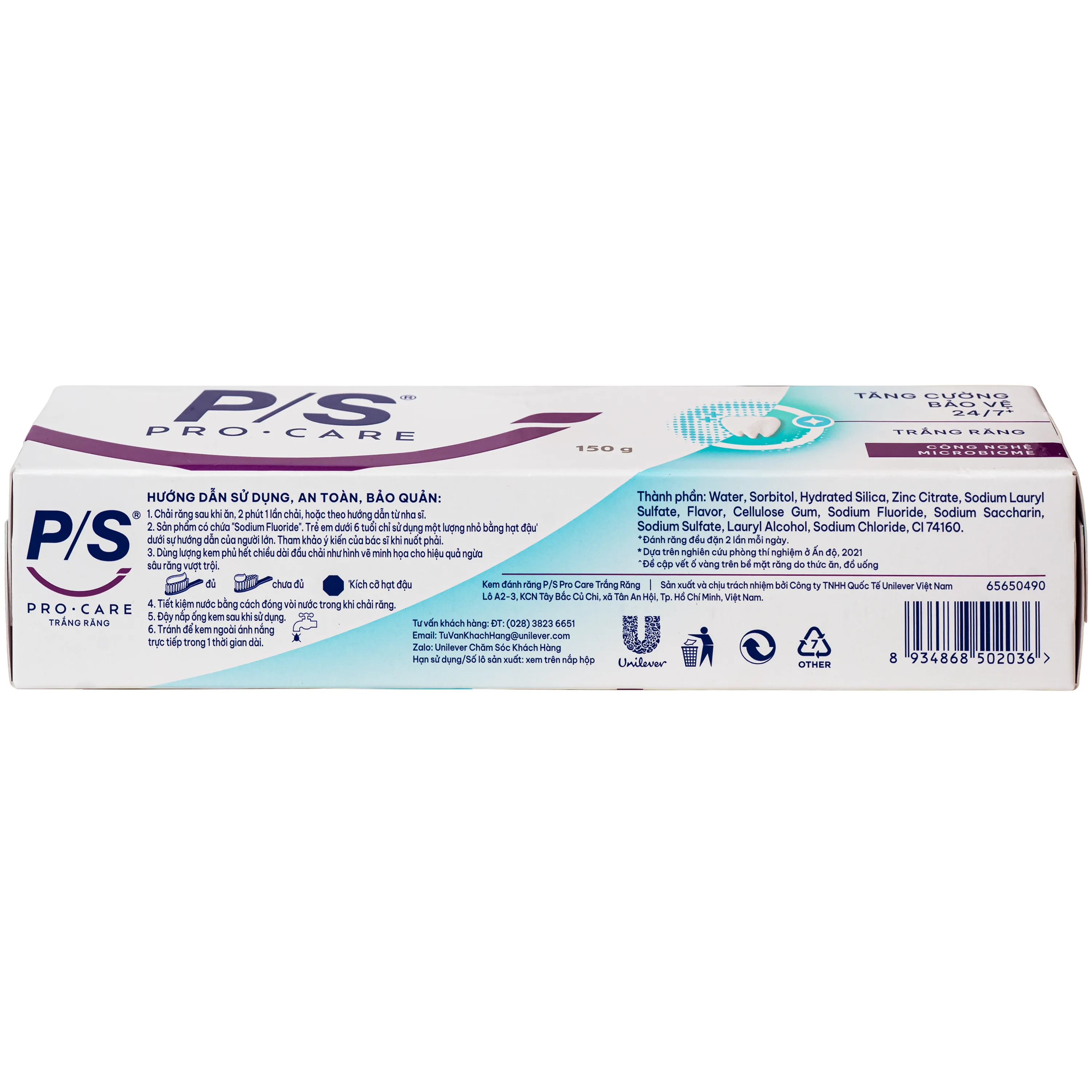 Hình ảnh Kem đánh răng P/s tăng cường bảo vệ 247 trắng răng (150g)