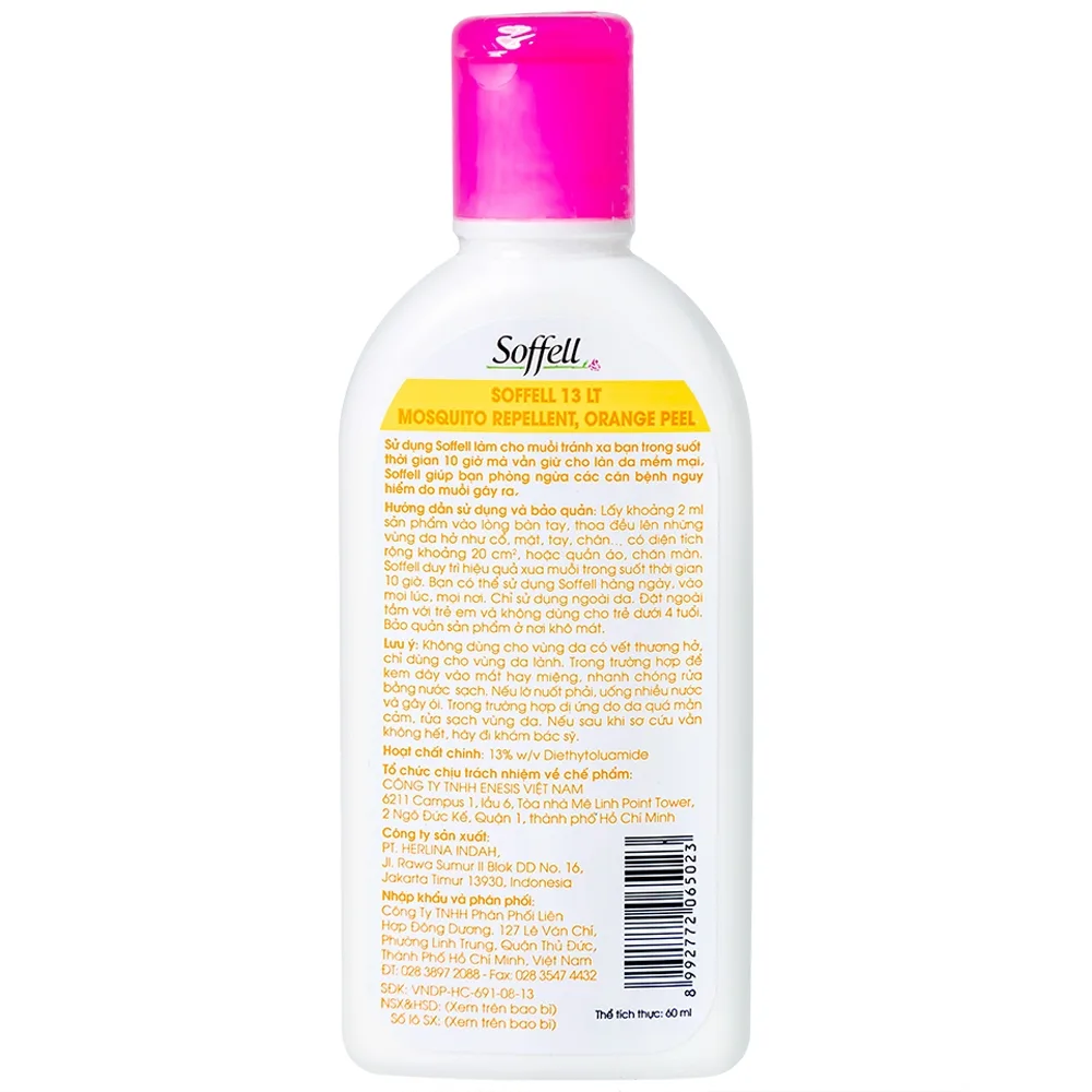 Hình ảnh Kem xua muỗi Soffel hương cam giúp chống muỗi suốt 10 giờ (60ml)