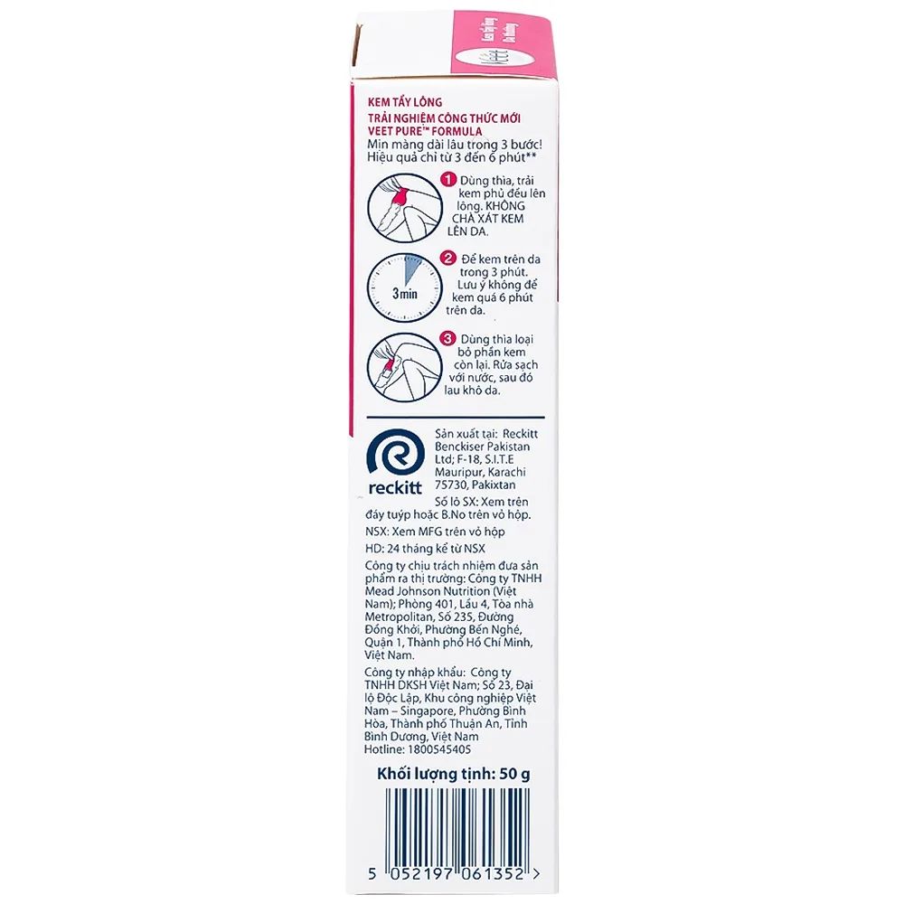 Hình ảnh Kem tẩy lông Veet Pure 50g cho da, hiệu quả chỉ từ 3 đến 6 phút