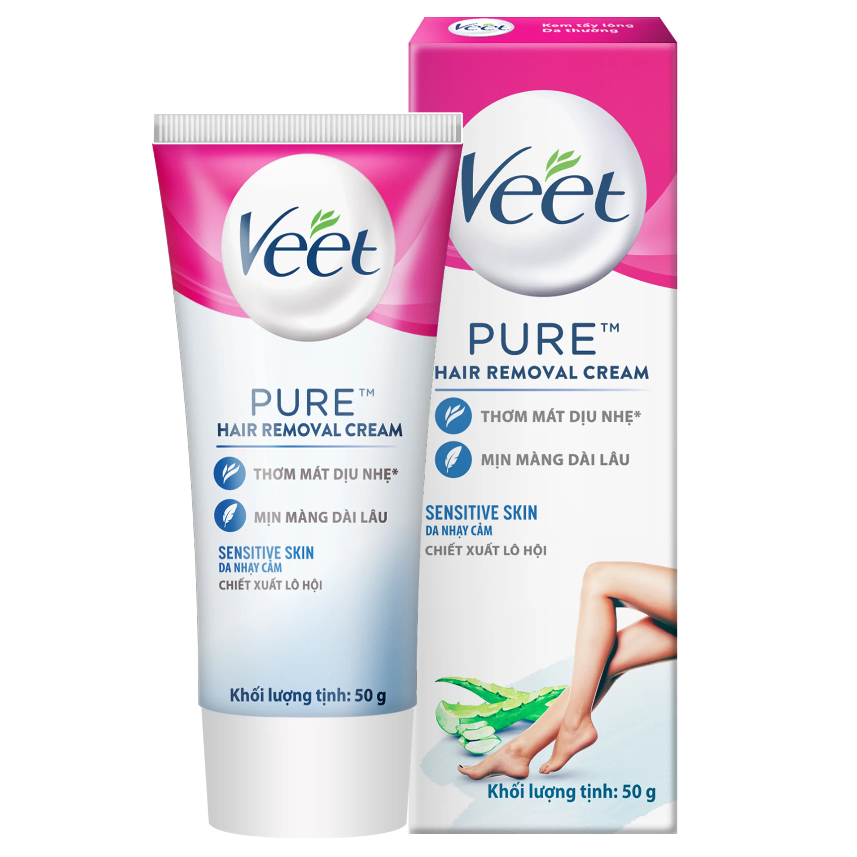 Hình ảnh Kem tẩy lông Veet Silk & Fresh Aloe Vera & Vitamin E cho da nhạy cảm (50g)