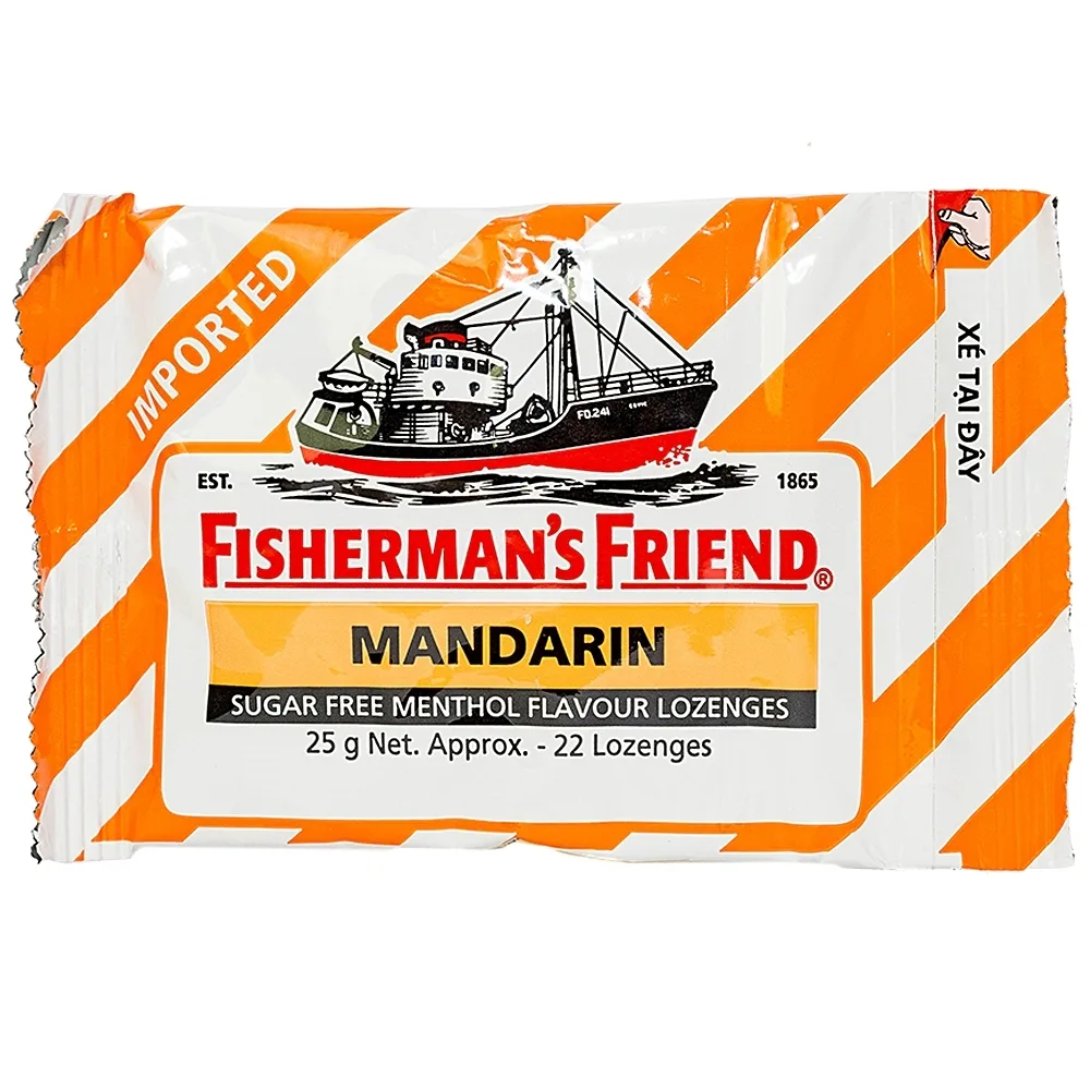 Hình ảnh Kẹo con tàu Fisherman's Friend vị quýt thông cổ, mát họng, thông mũi (25g)