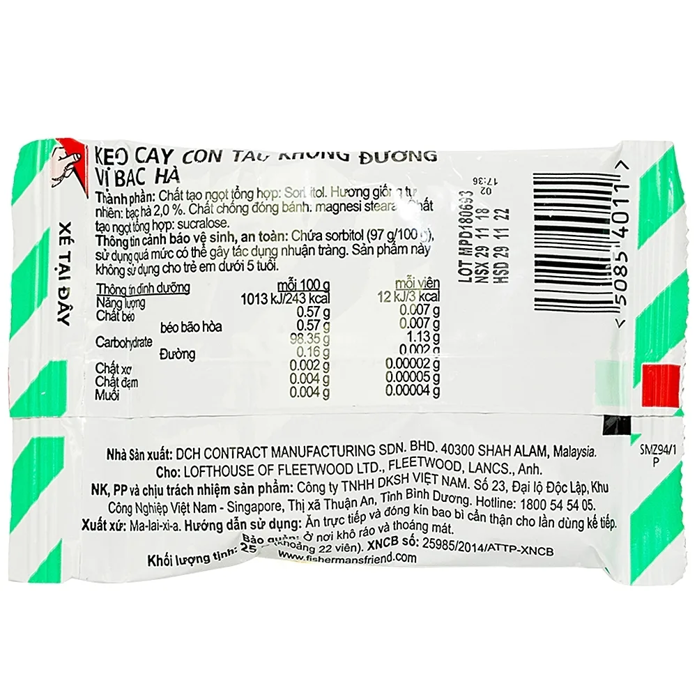 Hình ảnh Kẹo con tàu Fisherman's Friend vị bạc hà thông cổ, mát họng, thông mũi (25g)