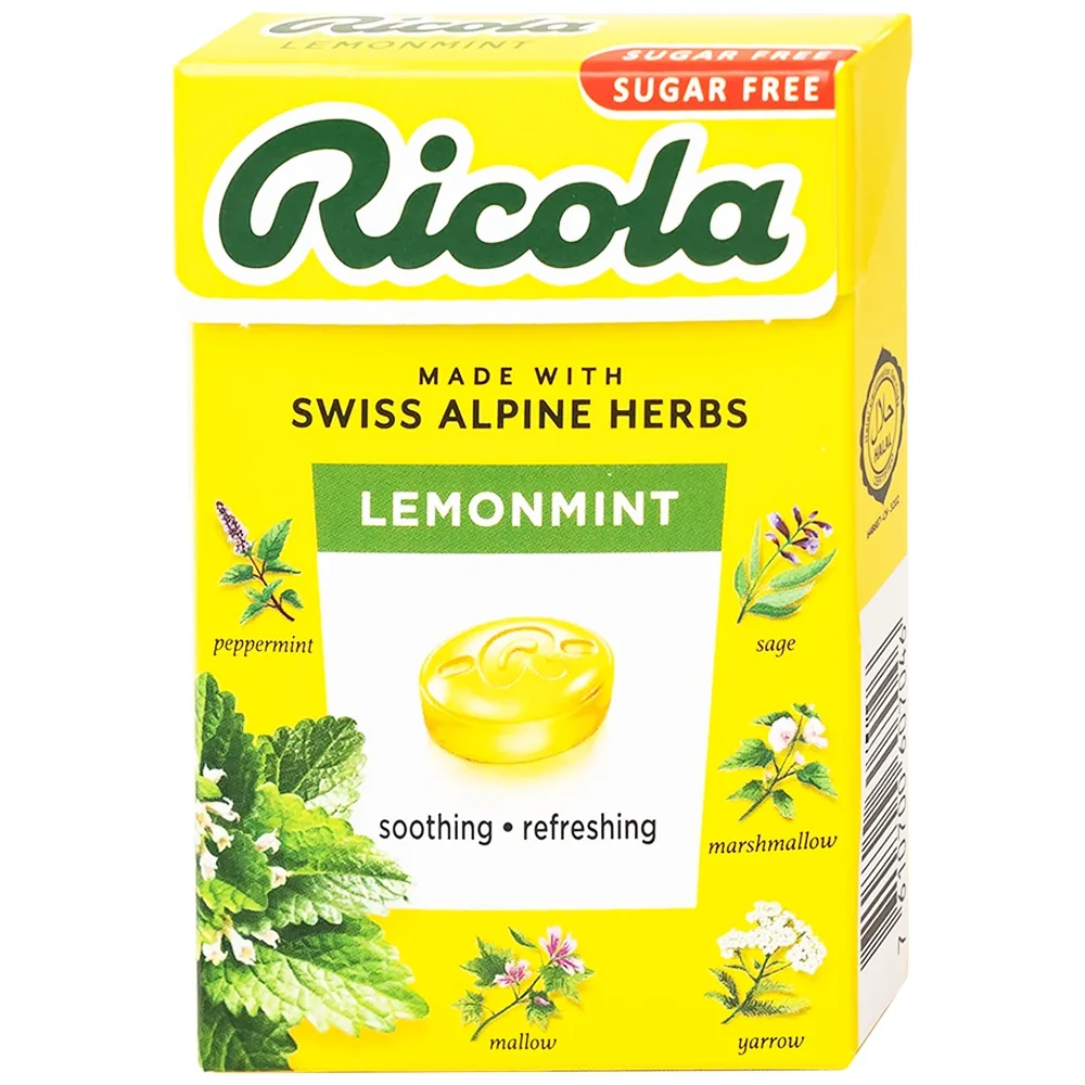 Hình ảnh Kẹo ngậm không đường Ricola Lemont Mint thông cổ, mát họng, làm dịu cơn ho (40g)