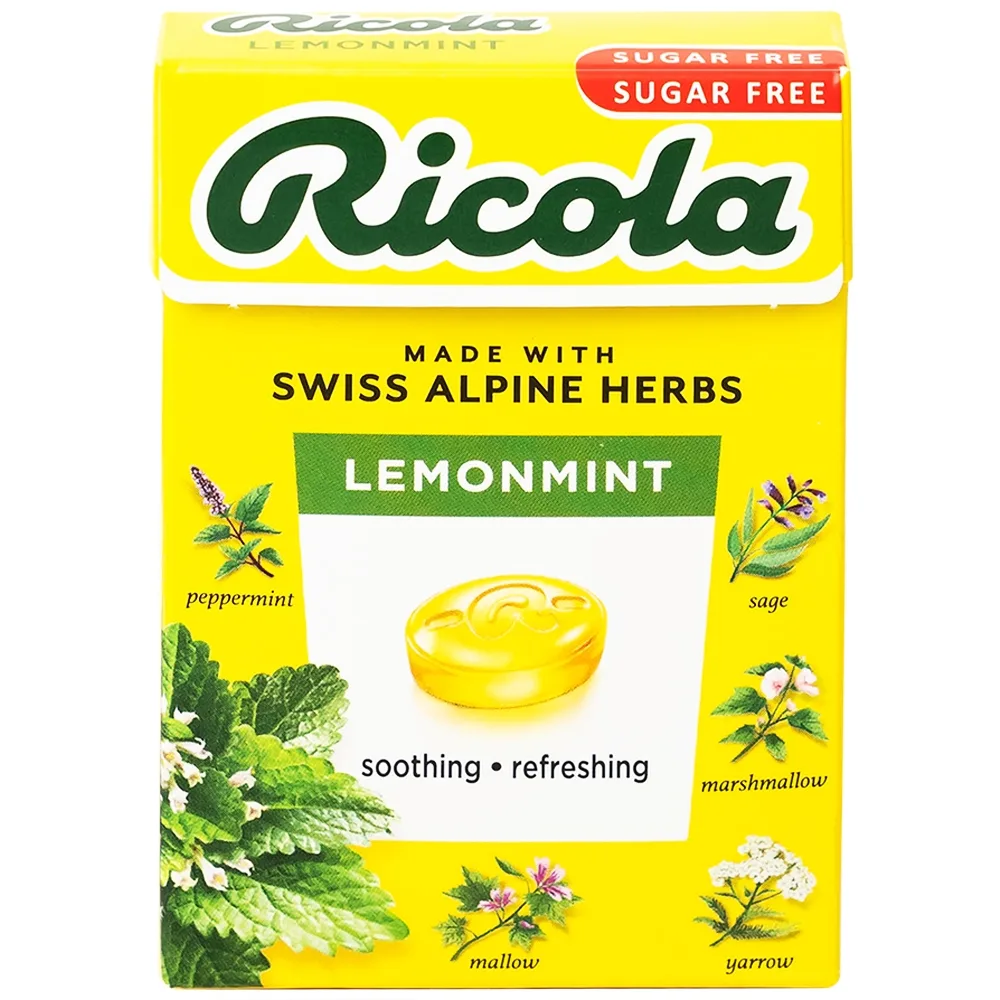 Hình ảnh Kẹo ngậm không đường Ricola Lemont Mint thông cổ, mát họng, làm dịu cơn ho (40g)