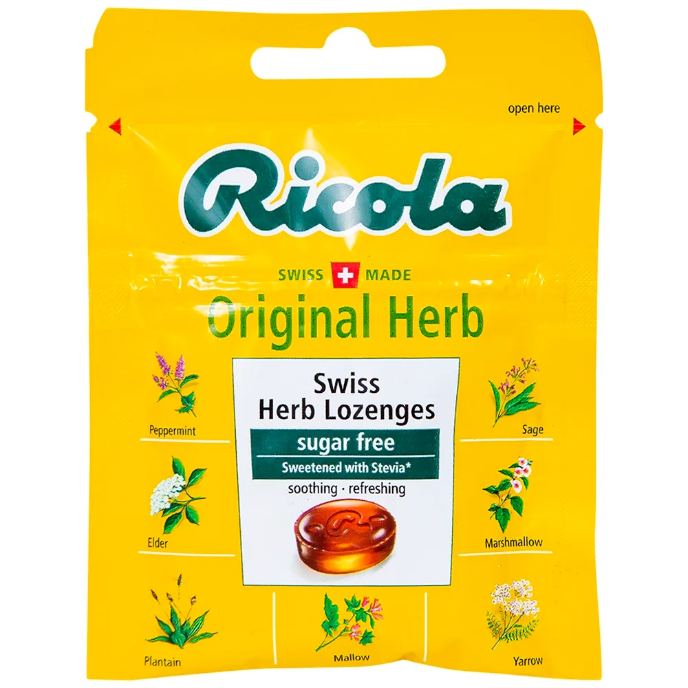 Hình ảnh Kẹo ngậm không đường Ricola Original Herb giảm ho, thông cổ mát họng, giảm viêm họng (17.5g)