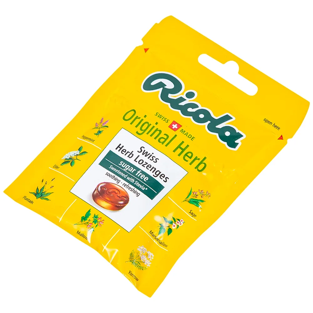 Hình ảnh Kẹo ngậm không đường Ricola Original Herb giảm ho, thông cổ mát họng, giảm viêm họng (17.5g)
