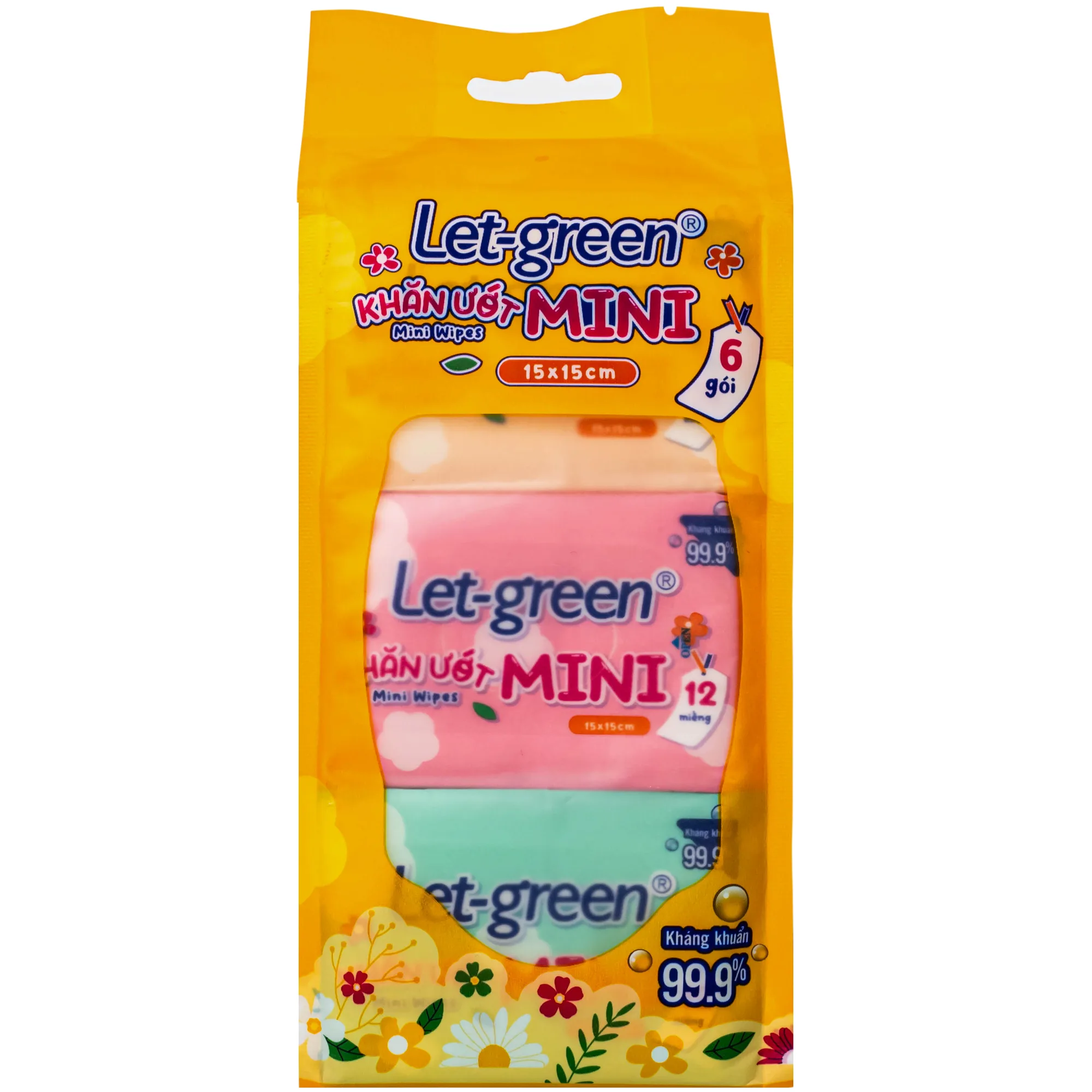 Hình ảnh Khăn giấy ướt mini wipes Let-Green (6 gói x 12 miếng)