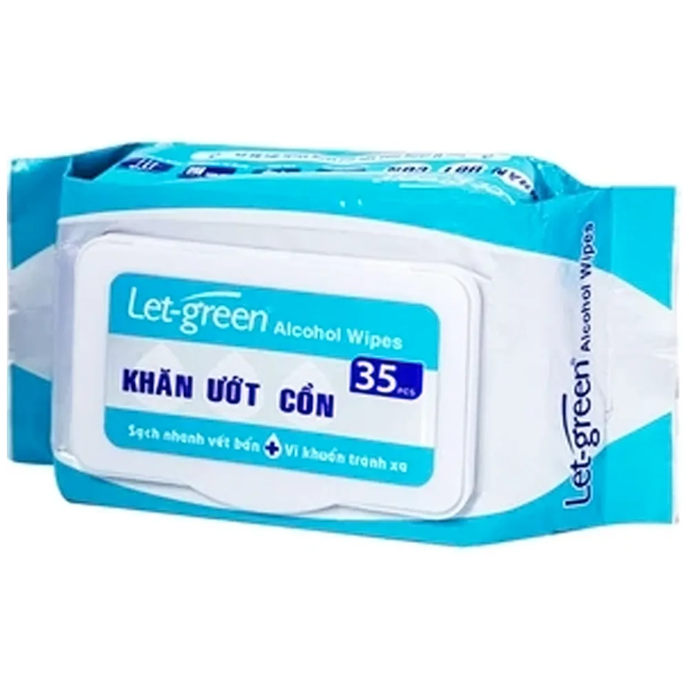 Hình ảnh Khăn giấy ướt cồn Let-Green làm sạch, kháng khuẩn và giữ vệ sinh (35 miếng)