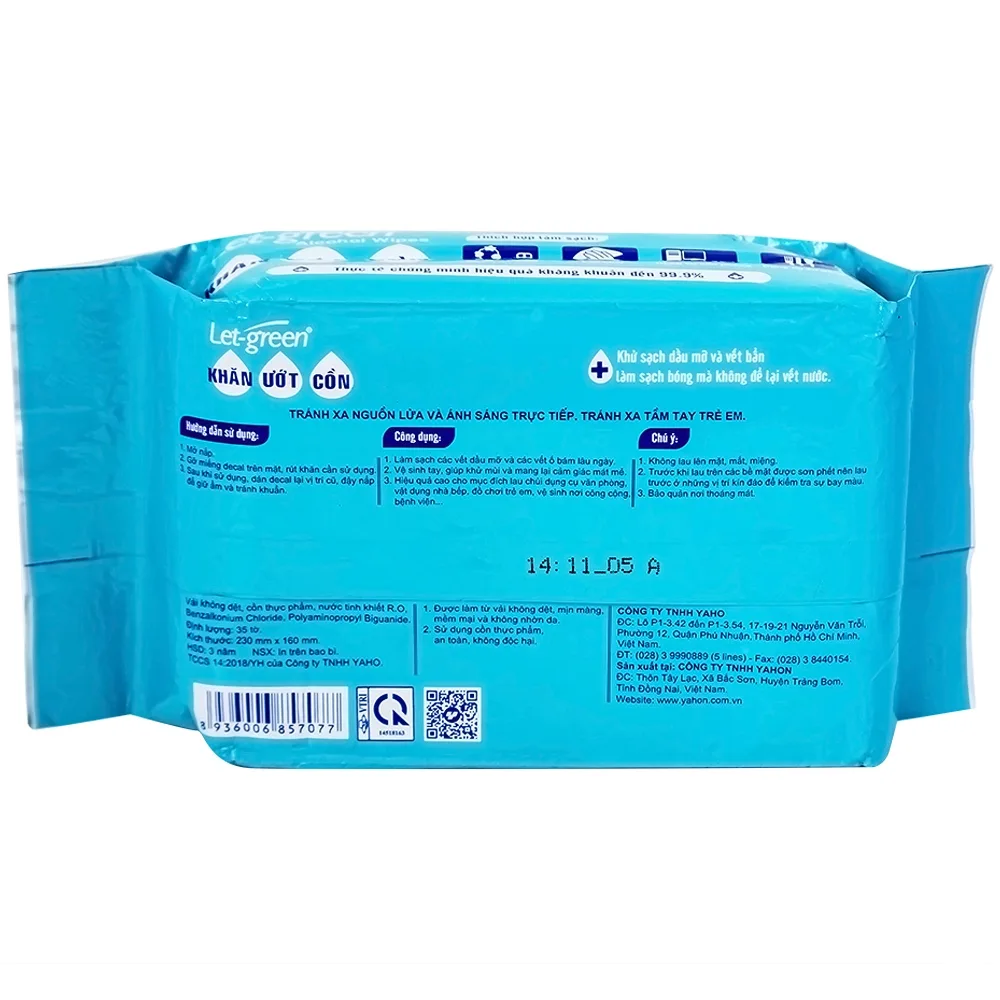 Hình ảnh Khăn giấy ướt cồn Let-Green làm sạch, kháng khuẩn và giữ vệ sinh (35 miếng)
