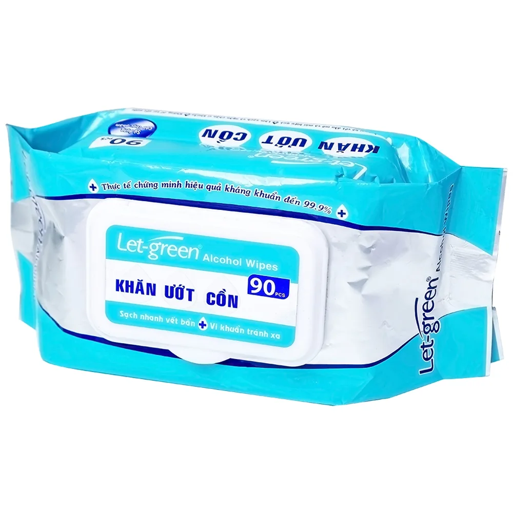 Hình ảnh Khăn ướt cồn Let-Green làm sạch, kháng khuẩn và giữ vệ sinh (90 miếng)