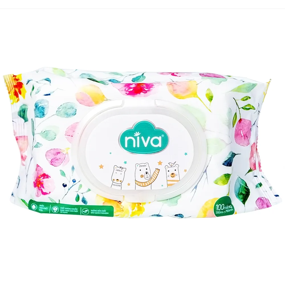 Hình ảnh Khăn ướt Niva Baby làm sạch, kháng khuẩn và giữ vệ sinh (100 miếng)